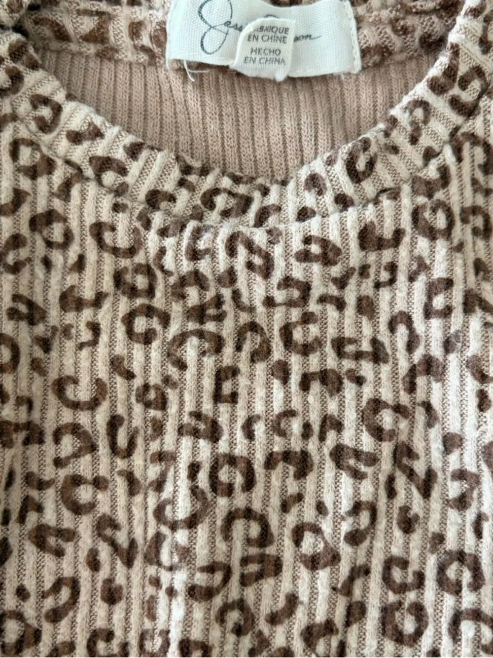 Jessica Simpson Girls Leopard Knit Top with Black and Cream Leggings Set 2T